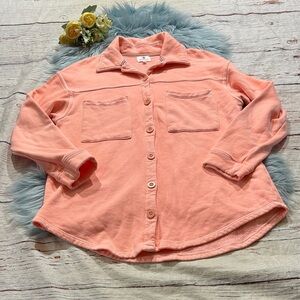 Sundry Pigment Peach Button Front Shacket sz XS